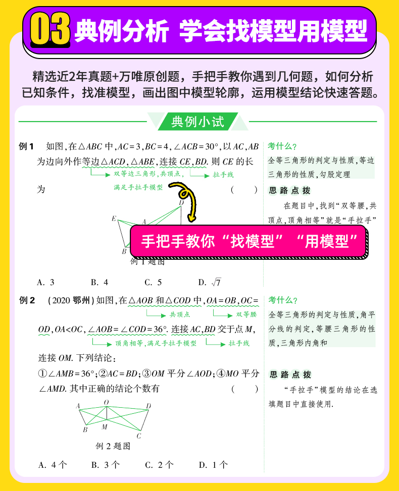 2022万唯中考初中数学几何模型大全789年级几何解题方法与辅助线技巧