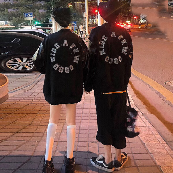 fff马思唯同款烫钻棒球服美式复古刺绣情侣vibe夹克秋季休闲宽松外套z