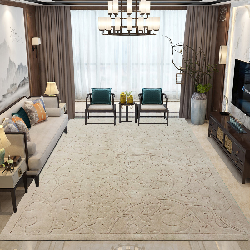 中国风手工地毯满铺客厅卧室沙发书房茶几毯床边毯定做效果图5定制