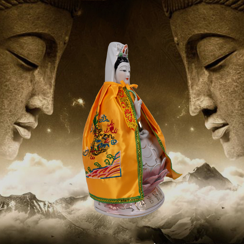 观音菩萨衣服佛像披风斗篷大莲花神像佛袍小款家用加厚款莲花披风黄色