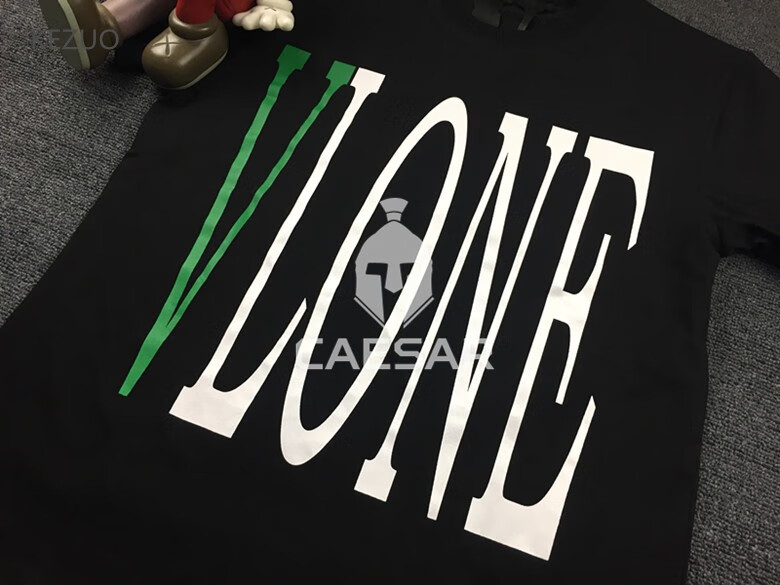 kezuo vlone 基础logo 绿黄v东京pop游击店 长袖t恤 纯棉宽松男女tee