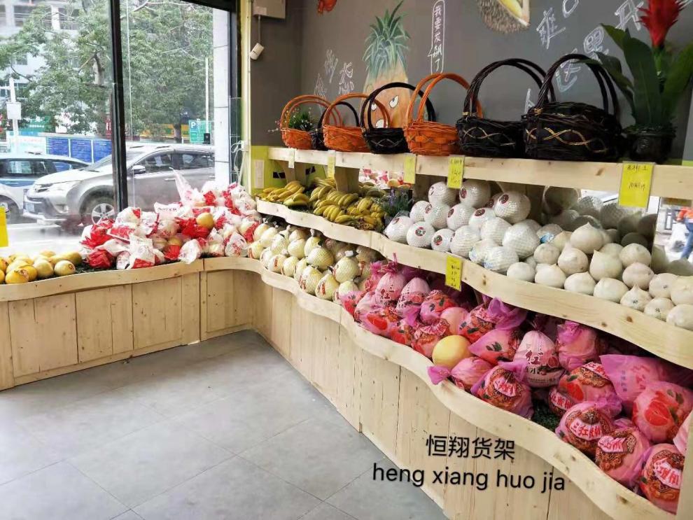 拙治 百果园水果货架超市水果店展示架生鲜果蔬木质中岛吧台堆头 吊柜