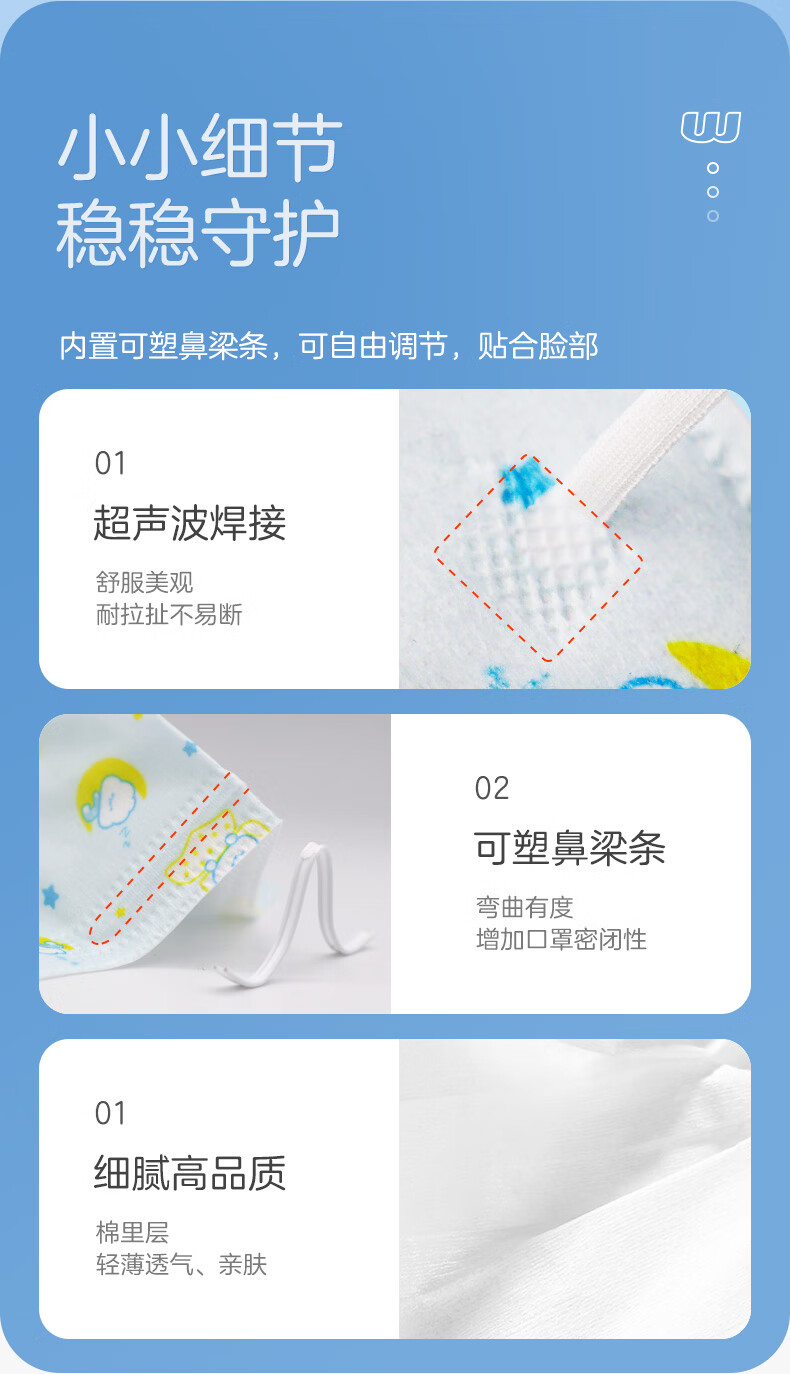 稳健医疗儿童医用口罩 儿童尺寸 舒适透气柔耳 三层过滤防细菌 可爱萌印花口罩 医用护理口罩 稳多乐 非独立普通级 30只/盒