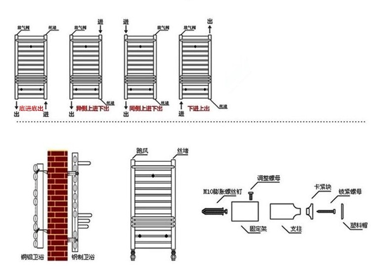 暖气片挂钩配件小背篓暖气片挂钩 钢制铜铝卫生间暖气