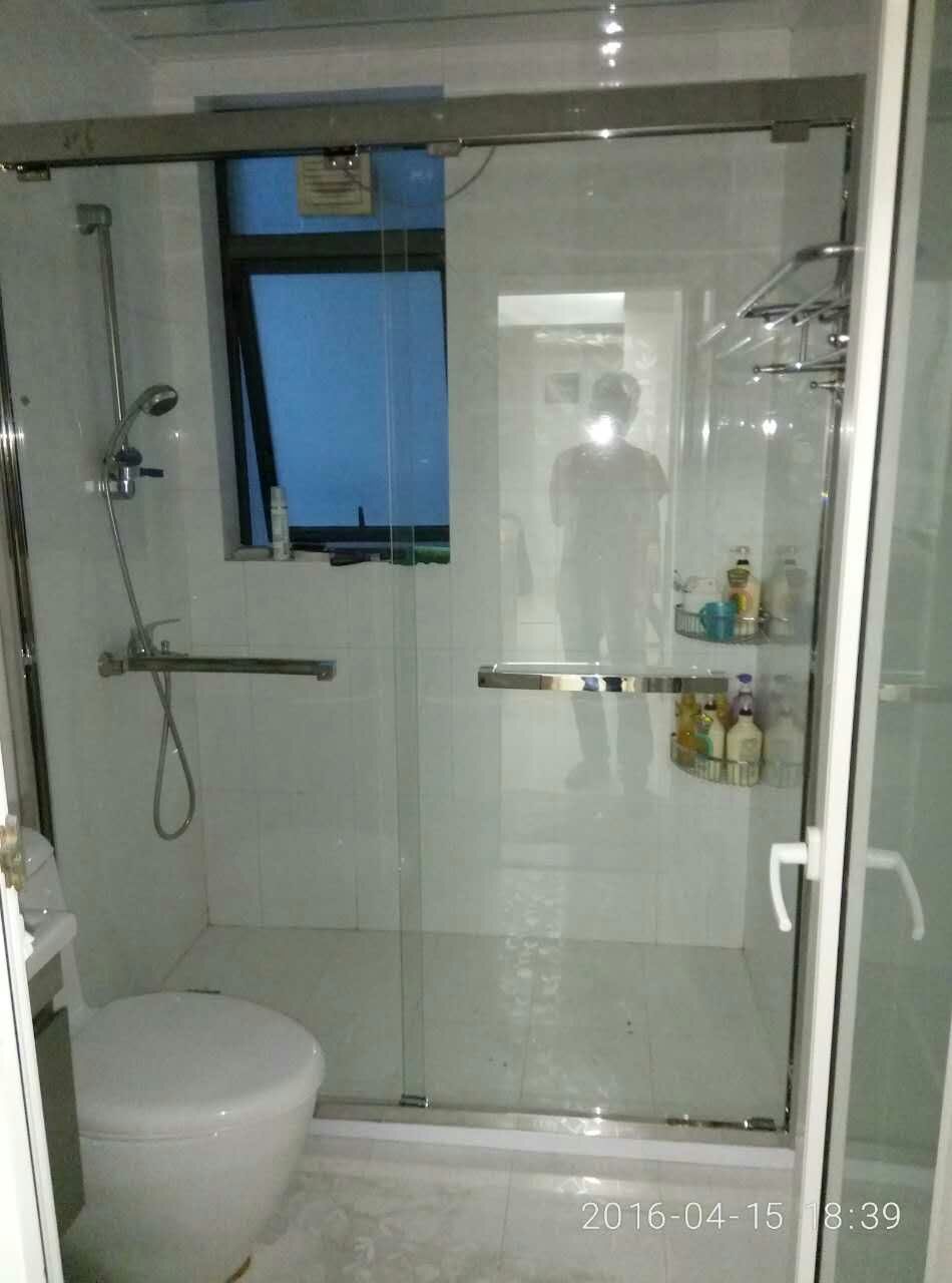 美家家淋浴房浴室隔断一字淋浴隔断卫生间玻璃移门t形