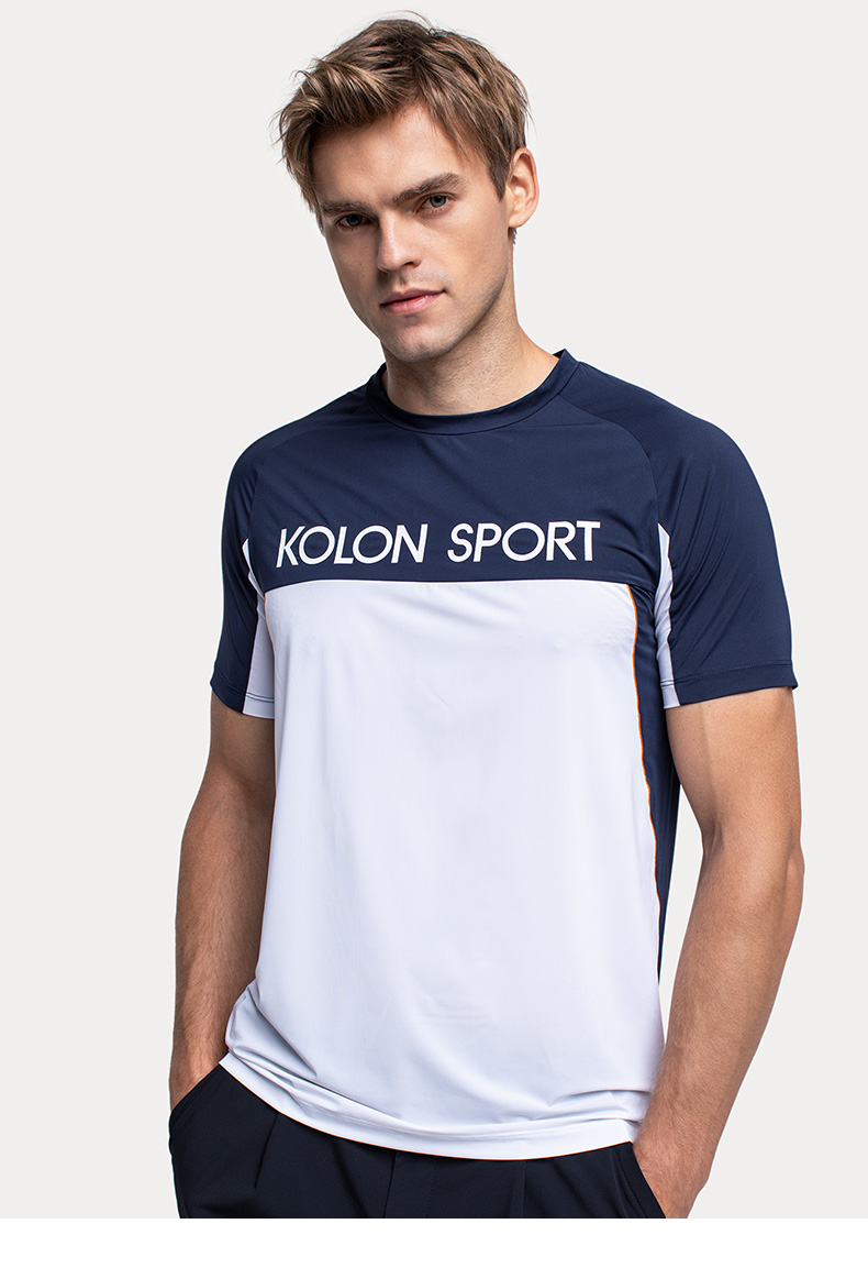 kolon sport/可隆户外男子港版配色秋季短袖t恤 lhrt9anh01-wh 白色