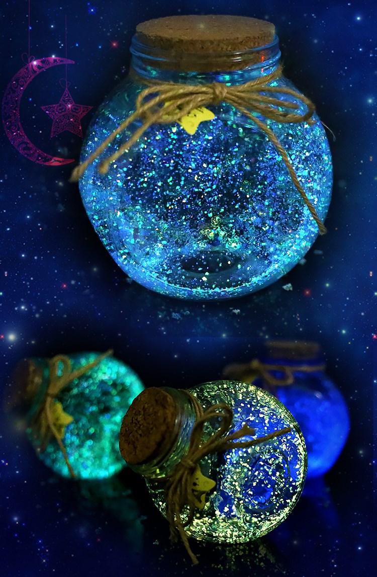 夜光许愿瓶荧光星空瓶玻璃瓶幸运星瓶星星瓶发光瓶生日礼物 中号可装