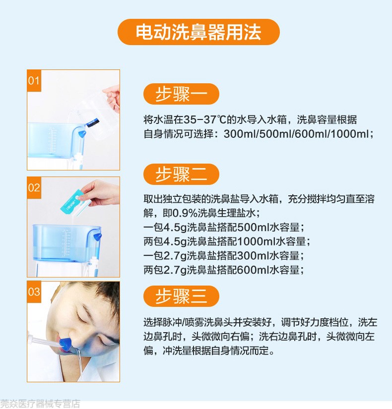 奕佳(yijia)生理性盐水洗鼻器鼻炎专用洗鼻盐儿童洗鼻子鼻腔冲洗器海