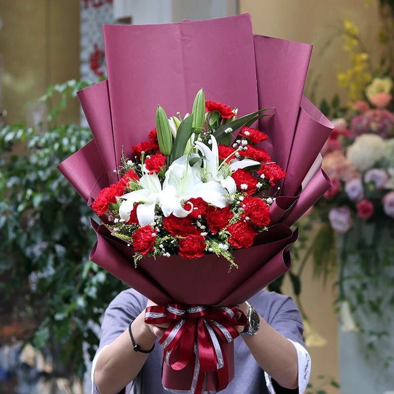 鲜花速递同城粉白百合花束生日北京上海广州深圳南京济南花店送花 11