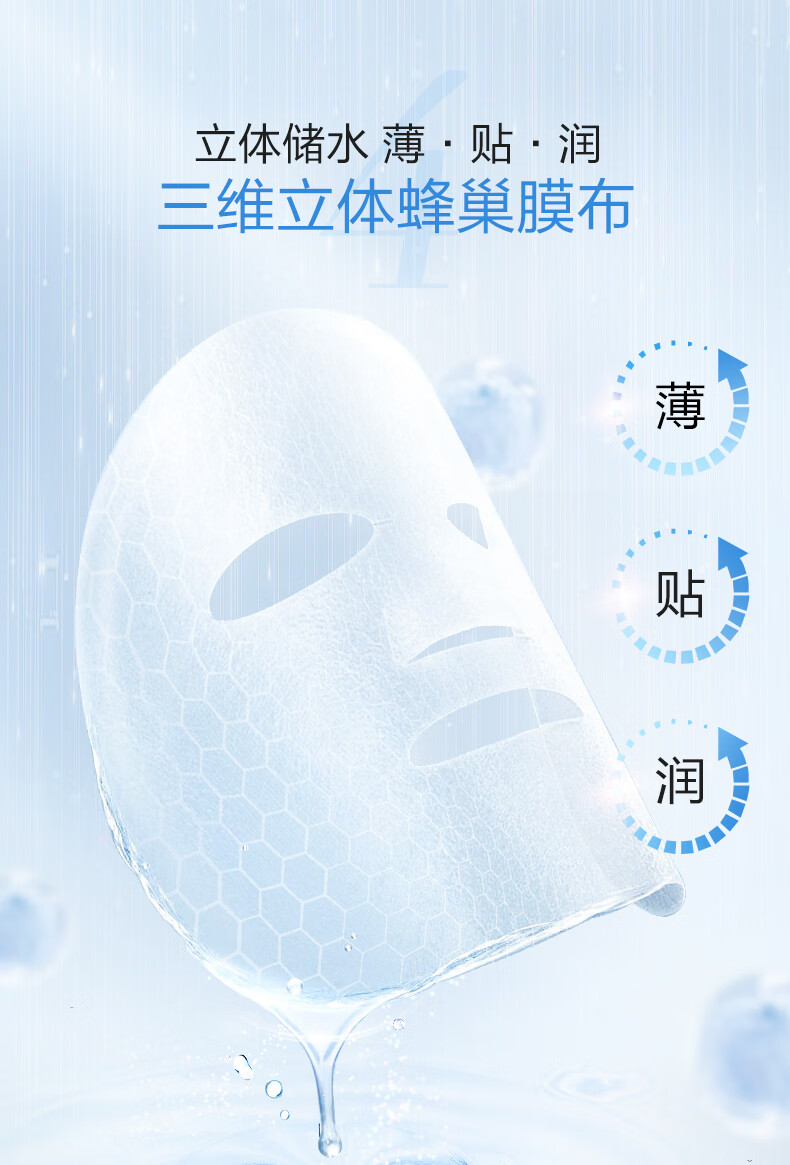 高姿面膜蜂巢水库补水面膜保湿清洁睡眠面膜清洁控油收缩毛孔提亮肤色贴面免洗面膜修护熬夜肌肤 【到手40片】水光保湿组(30)片