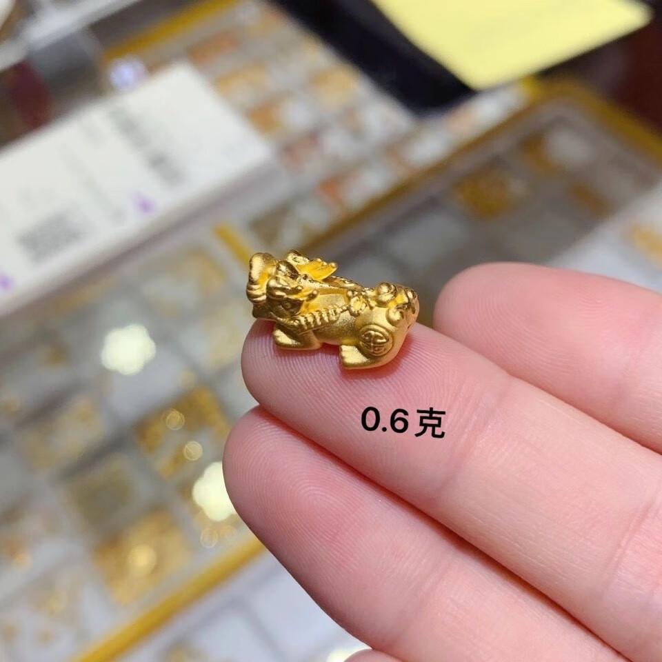 欧阳先生999足金黄金貔貅3d硬金转运珠串珠金手链散珠手链2克左右大号