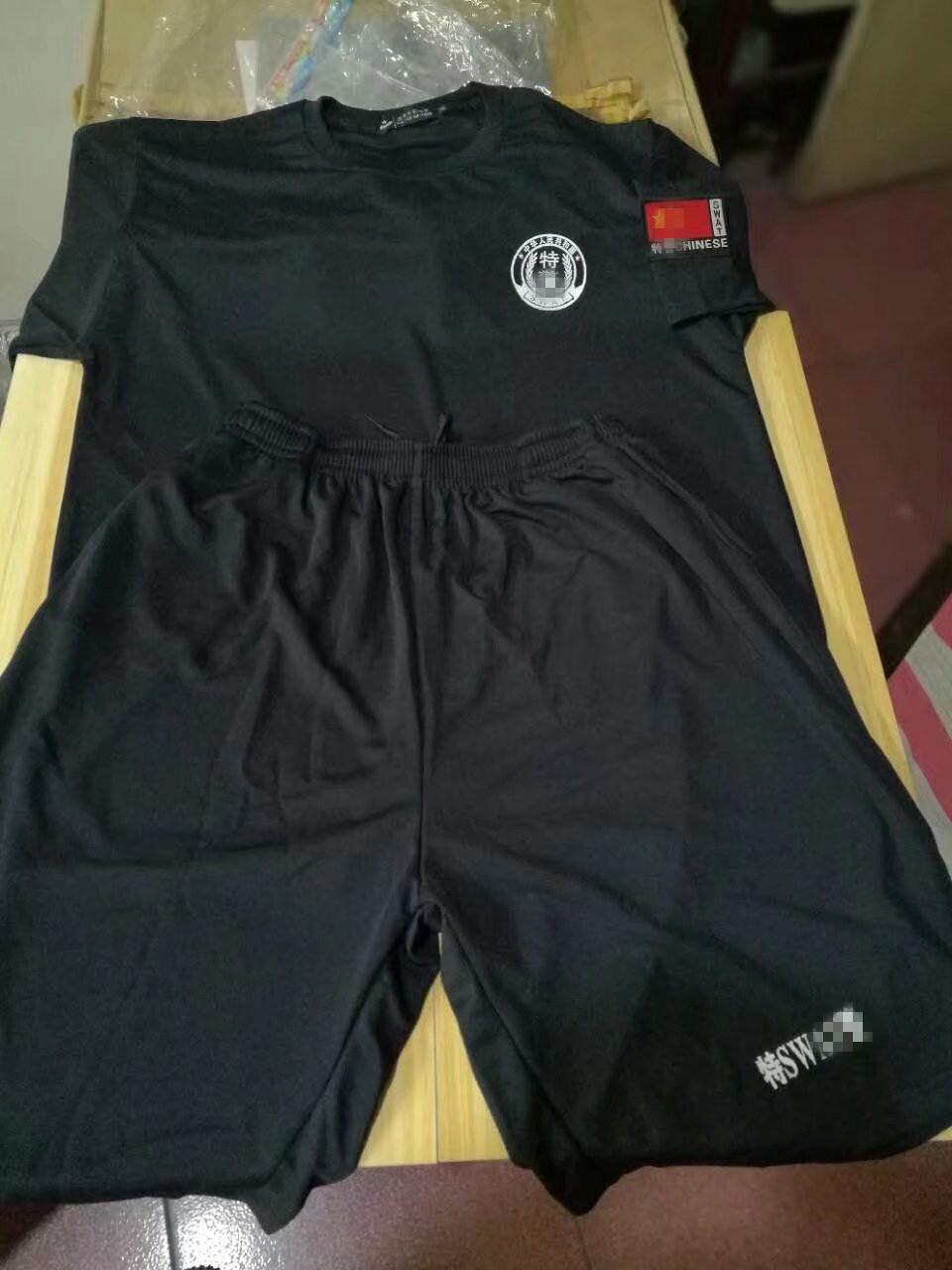 辅警制式保安冰丝服套装男短半袖作服训黑色体能作训服恤上衣夏安防