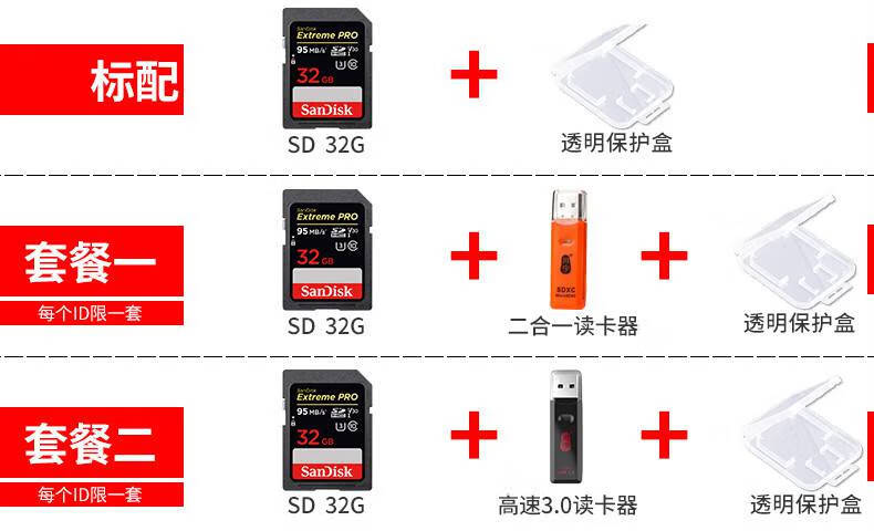 闪迪sandisksd卡32g高速微单反相机储存卡32g内存卡高速4k视频录制95