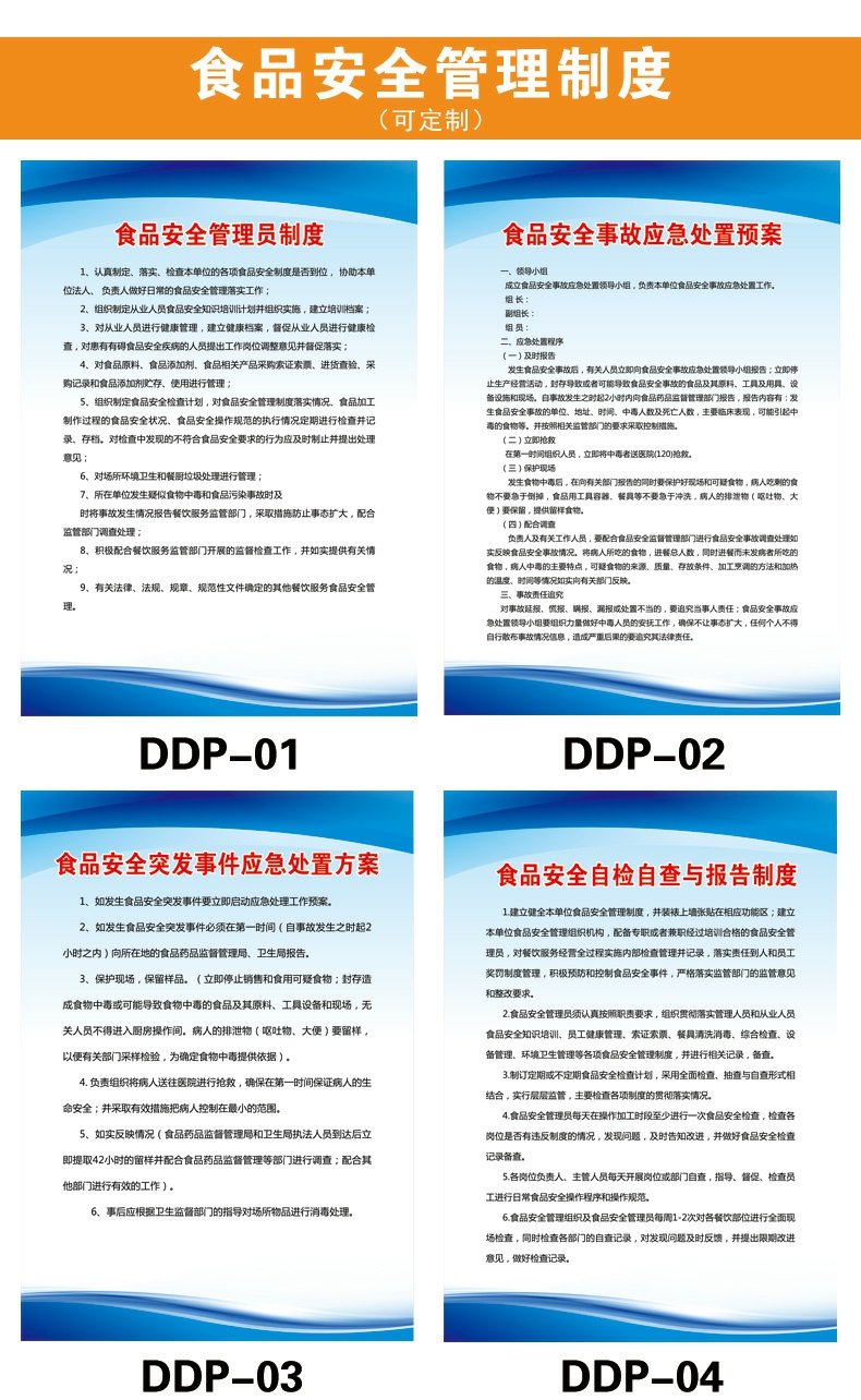 食品餐饮安全管理规章制度车间工厂消防安全管理操作规程安监检查仓库