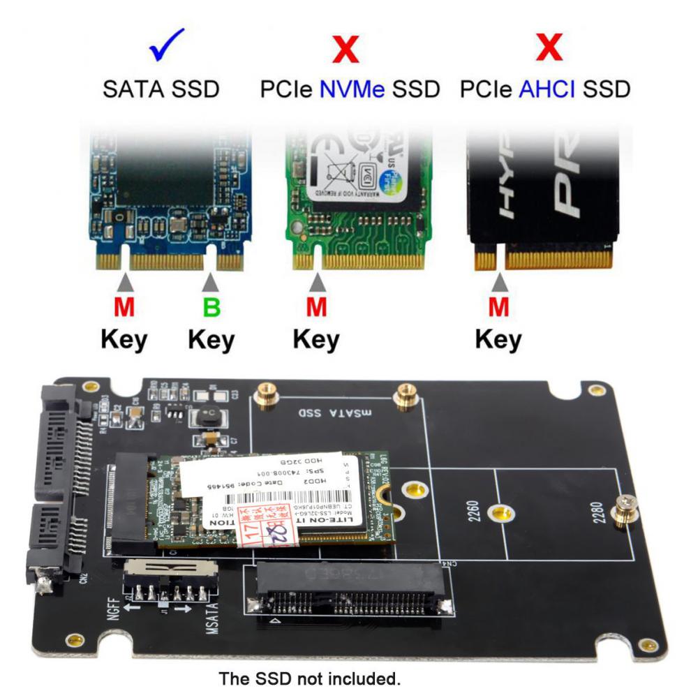 2 b-key ngff和msata二合一转sata转接卡固态硬盘盒 sata接口