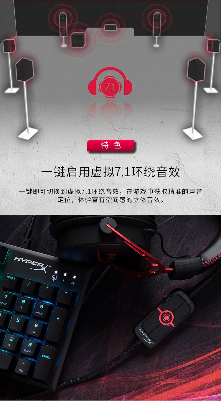 极度未知hyperxamp声卡35mm转usb免驱动71灵音声卡电脑游戏耳机通用外