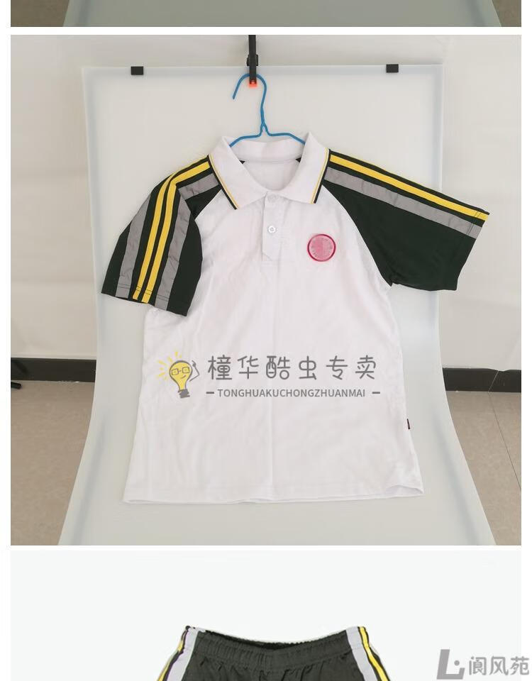 新品东莞市凤岗镇华侨中学夏季短袖上衣短裤校服套装开学校徽 华华侨