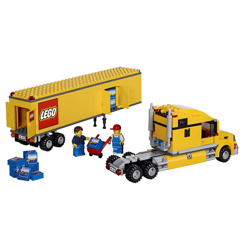兼容货车城市系列机场黄色卡车货车拖车3221拼插积木玩具国产款城市
