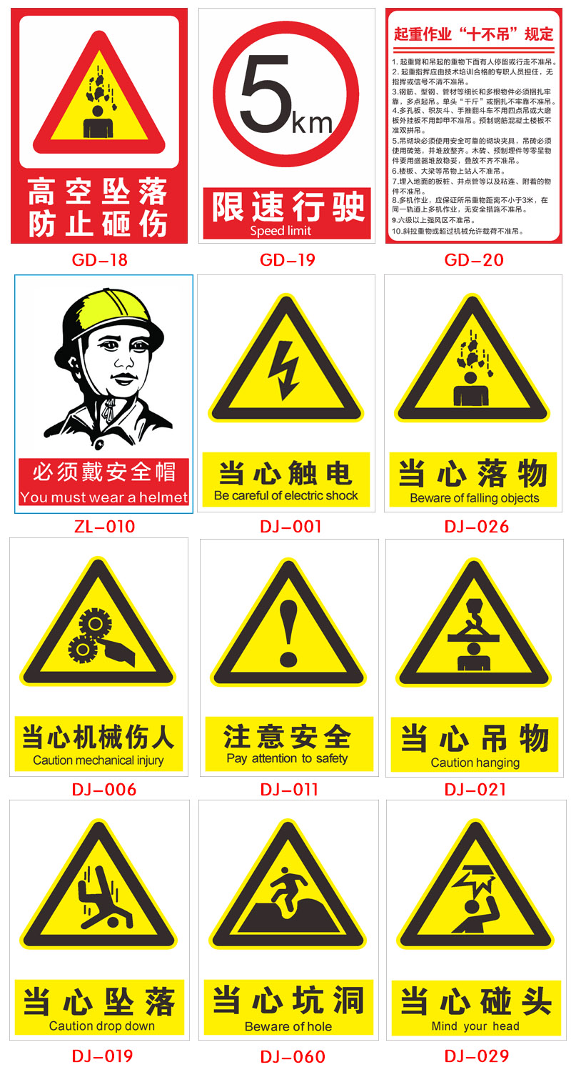 施工场所闲人免进警告牌 注意安全戴安全帽告知牌警示工程标语可定
