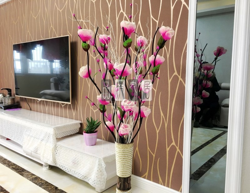 餐桌花假花藤条塑料花仿真花摆件真饰花新款假花叶脉花客厅落地插花