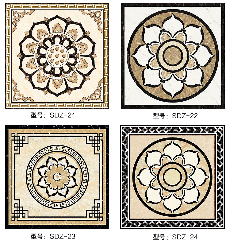 定制新中式拼花瓷砖客厅拼花地砖玄关门厅过道图案地板砖花砖 sdz-20
