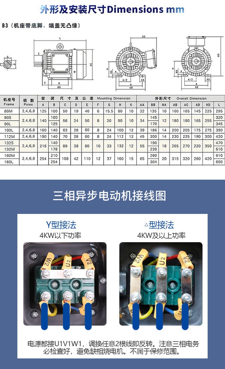 11kw380v电机接线图,380v改220v电机接线图 三相异步电动机380v国标三相电机全铜线750w11kw高效节能型马达国标90