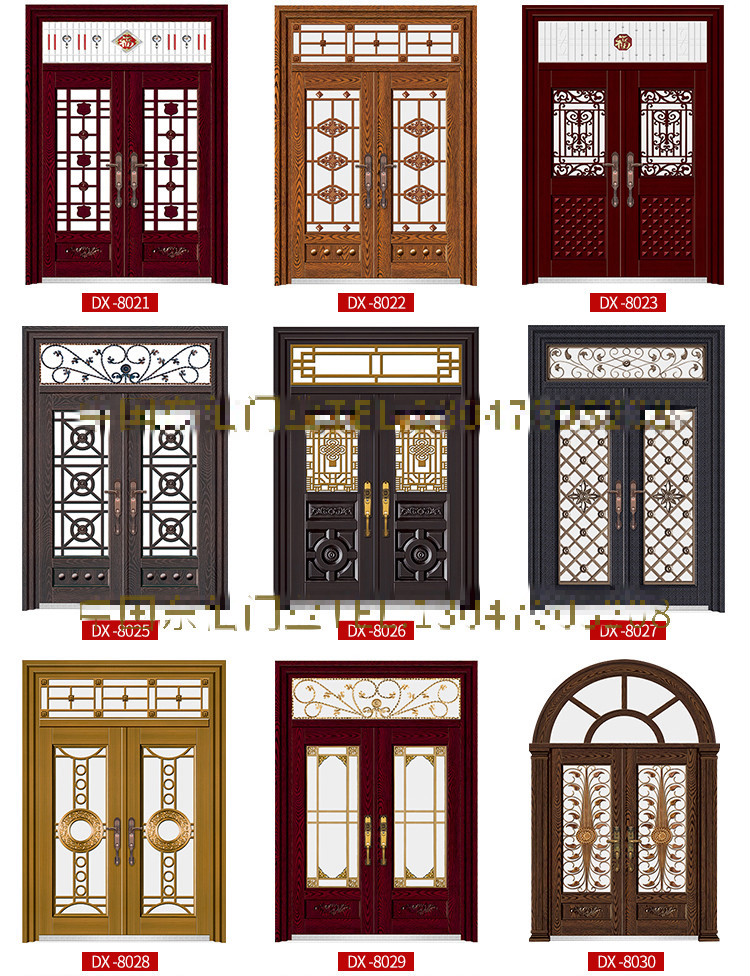锌合金别墅大门双开门定做农村铜门防盗门家用玻璃门进户门不锈钢 金
