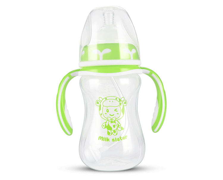 牛奶妹新生儿pp奶瓶180ml 硅胶奶嘴宽口径手柄弧形 实体店代销款 180
