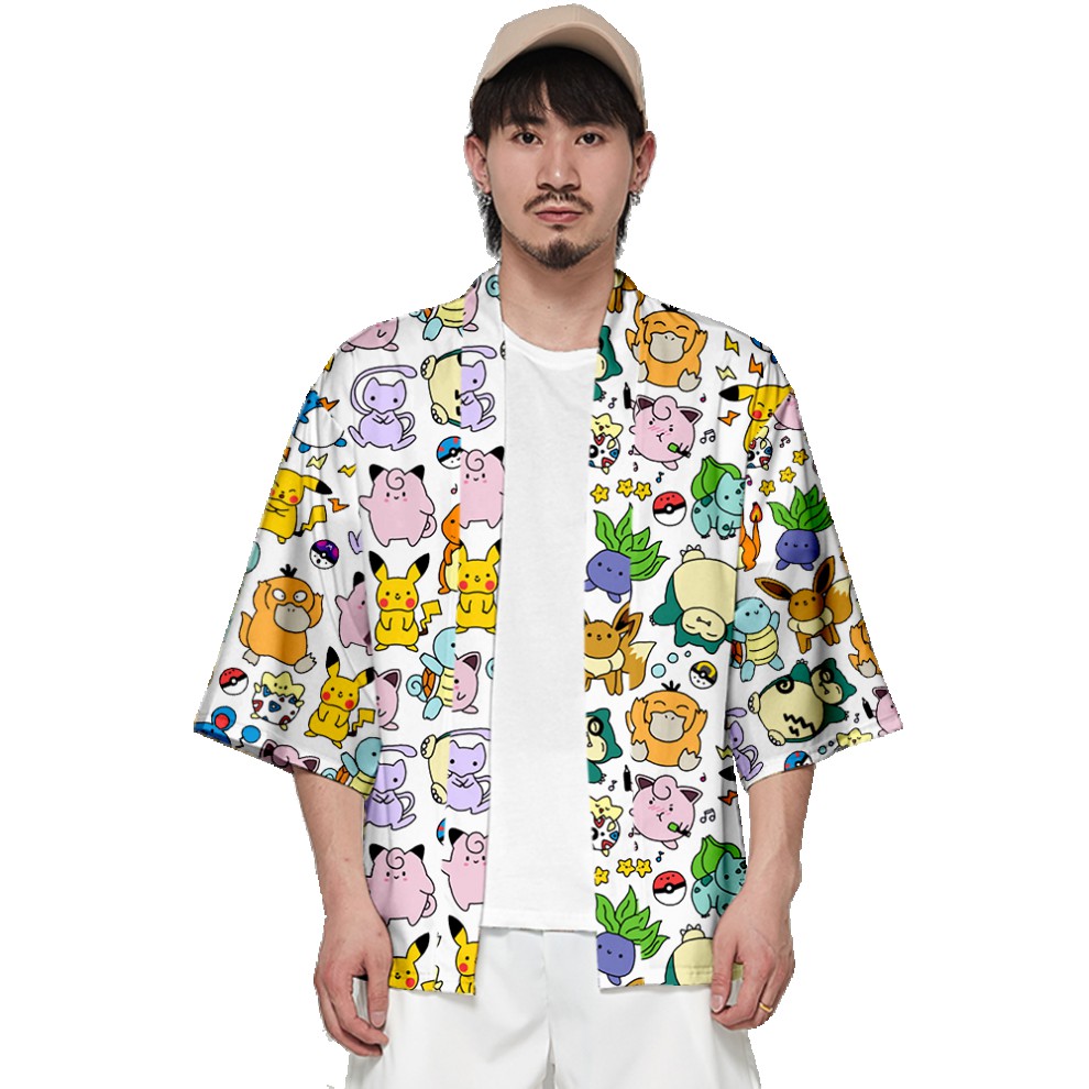 精灵宝可梦皮卡丘联名外套和服羽织衫男女情侣卡通潮牌cos衣服ins
