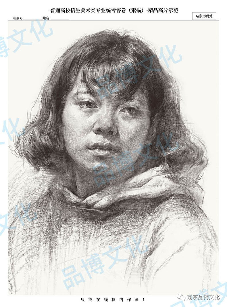 模板江苏省联考导师作品素描肖像半身像临摹范本高考联考题国美院绘画