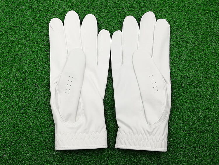 高尔夫手套儿童 男士双手进口纳米超纤布 薄款透气耐磨可水洗 白色 22