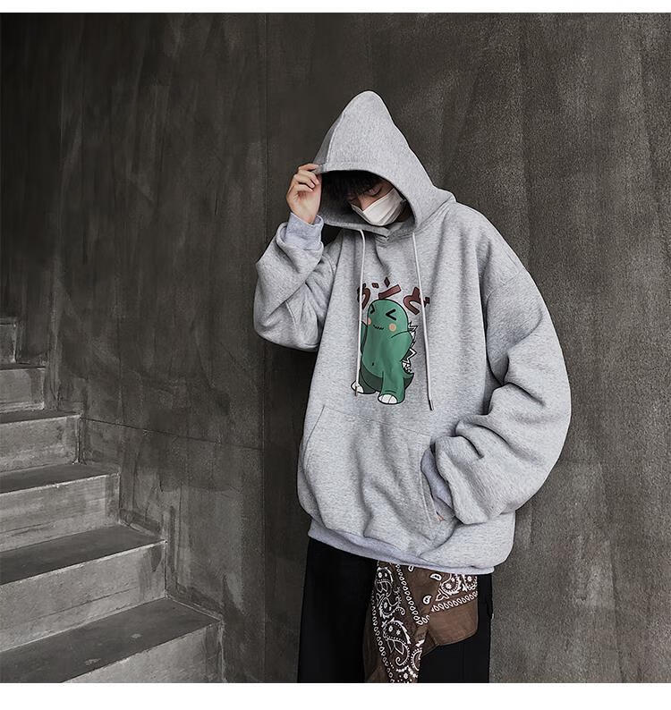 小恐龙卫  尺码 s,m,l,xl,2xl,3xl;图案 其他;颜色 小恐龙卫衣 灰色
