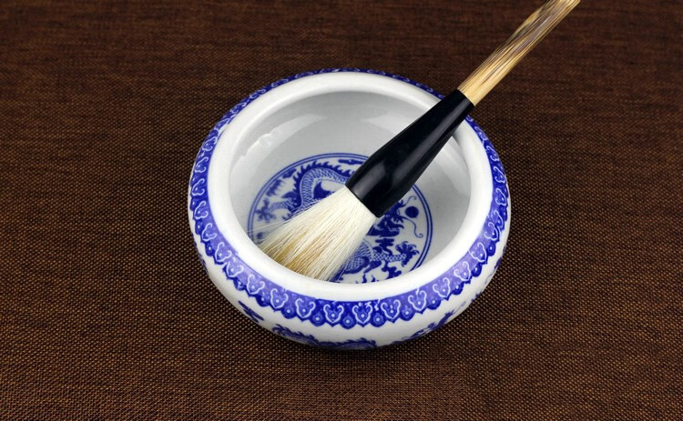 瓷器书法绘画国画用具毛笔洗笔缸文房四宝小号笔洗笔筒笔搁墨碟四件套