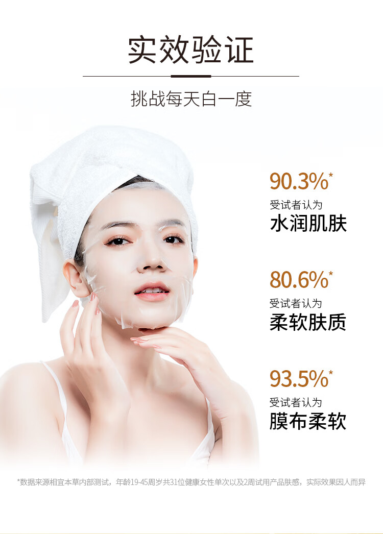 相宜本草（INOHERB）相宜本草凝白调理面贴膜补水保湿焕亮美白呵护肌肤调理面膜贴片膜 体验装(7片)