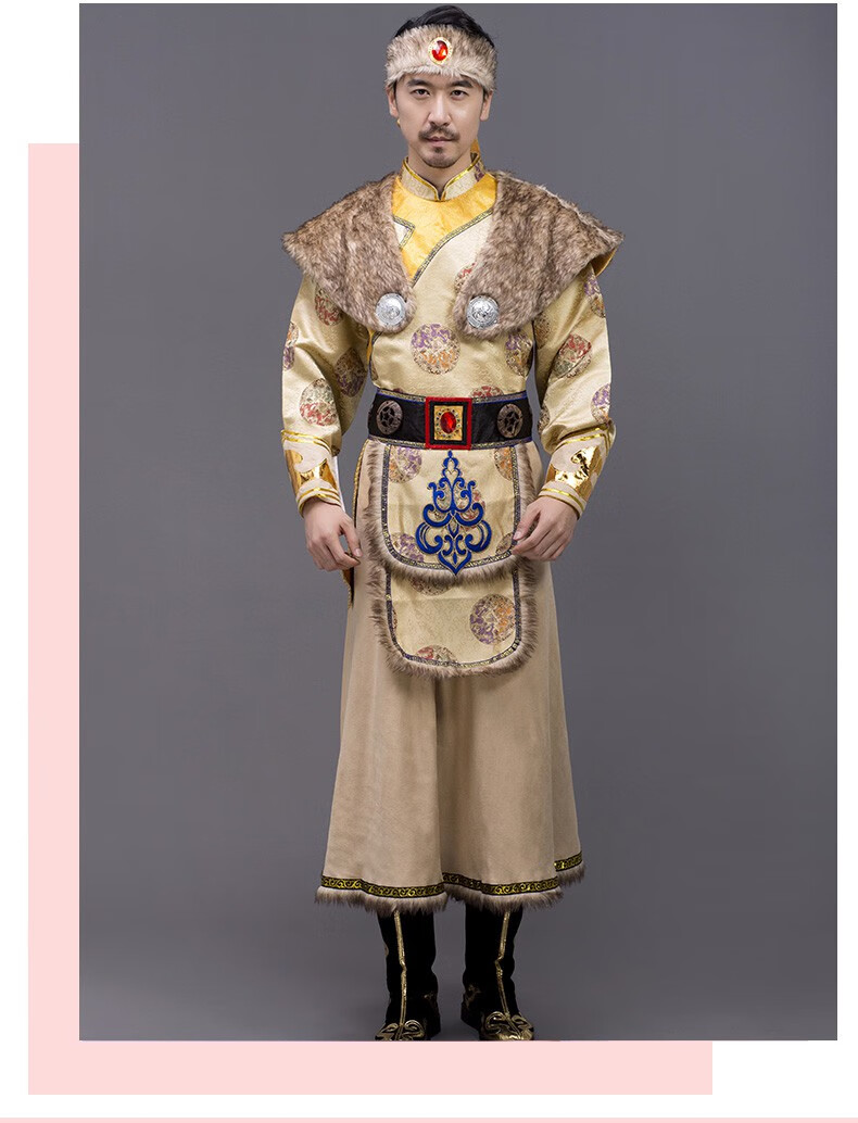 蒙古袍内蒙古服装男少数民族舞蹈服冬季藏族舞蹈演出服装藏袍蒙古服饰