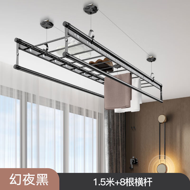 迪维特升降晾衣架阳台手摇晾衣杆双杆式室内自动折叠晒被凉衣架香槟金