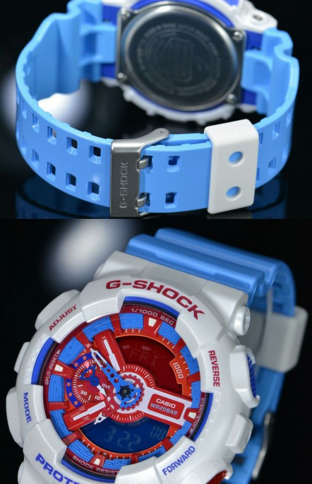 卡西欧(casio)手表 g-shock系列运动石英男表 美国队长ga-110ac-7a