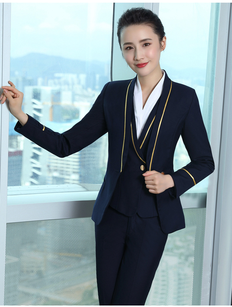 南航空姐制服职业装女马甲套装银行酒店珠宝店前台工作服秋冬 玫红色