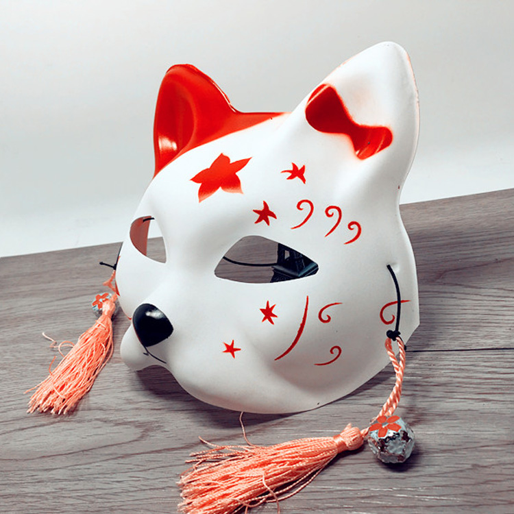 京兰 万圣节火影猫面具 半脸舞会派对狐狸手绘面具 cos活动道具暗部