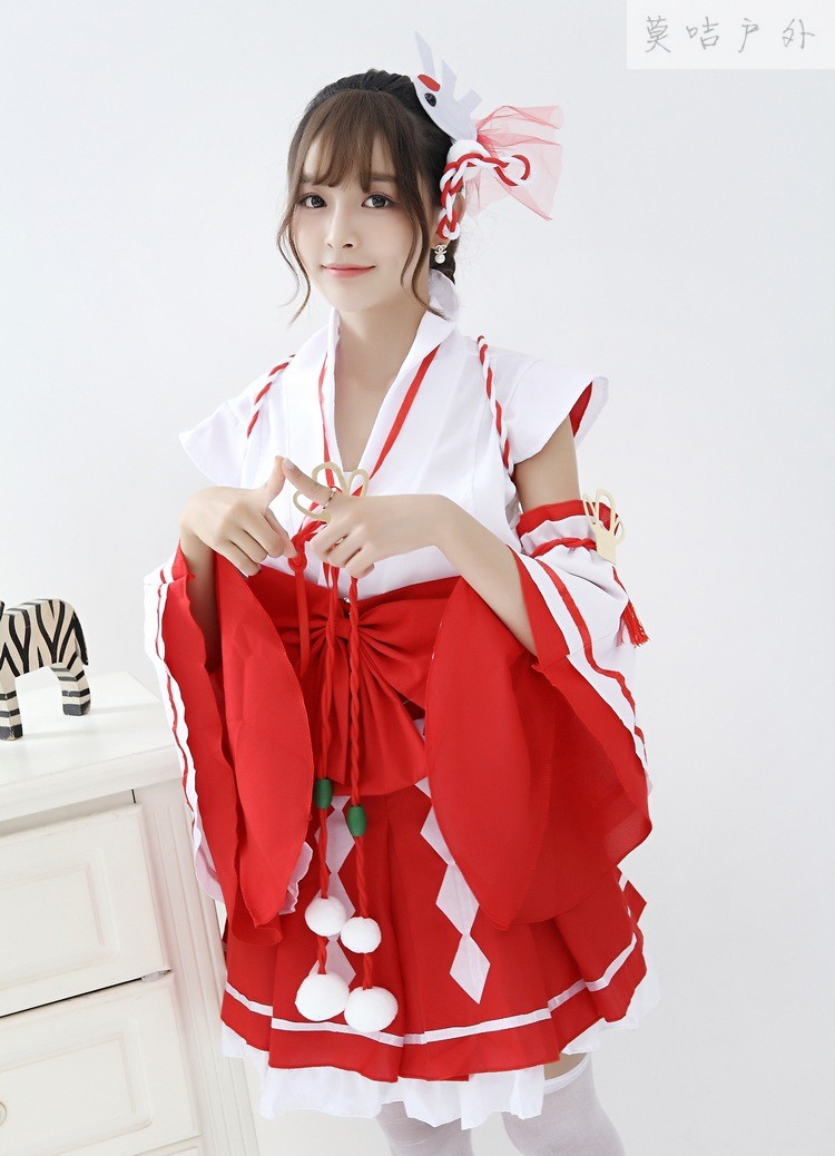 动漫手游大乔cos服皮肤伊势巫女 cosplay服装和服全套游戏服 袜子