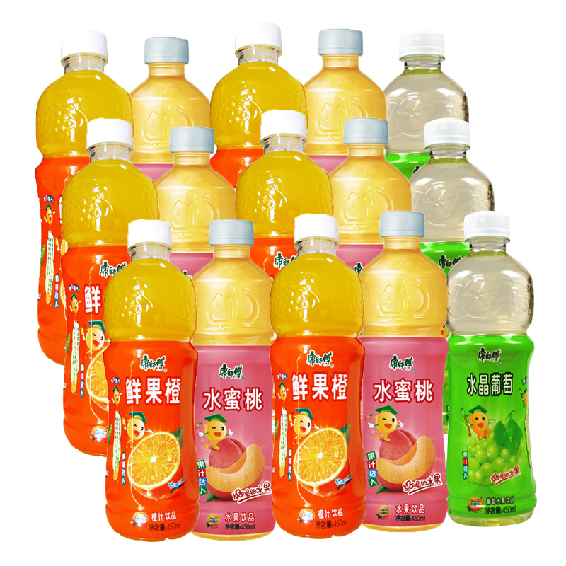 康师傅 饮料水晶葡萄水蜜桃鲜果橙15瓶夏季水果果汁饮料包邮 鲜果橙
