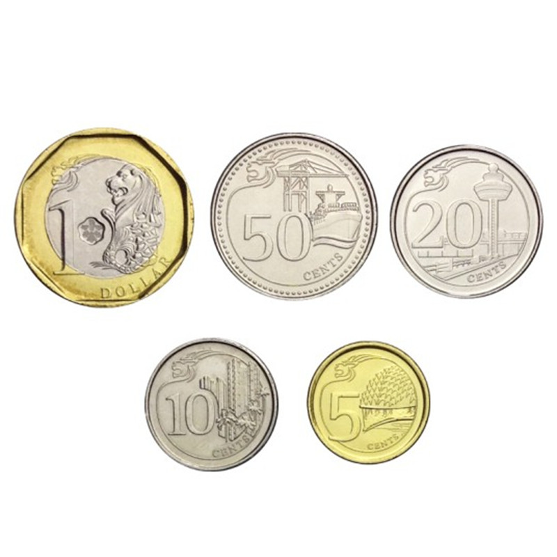 包邮亚洲新加坡硬币20132016年卷拆品相钱币外国5分40枚整卷
