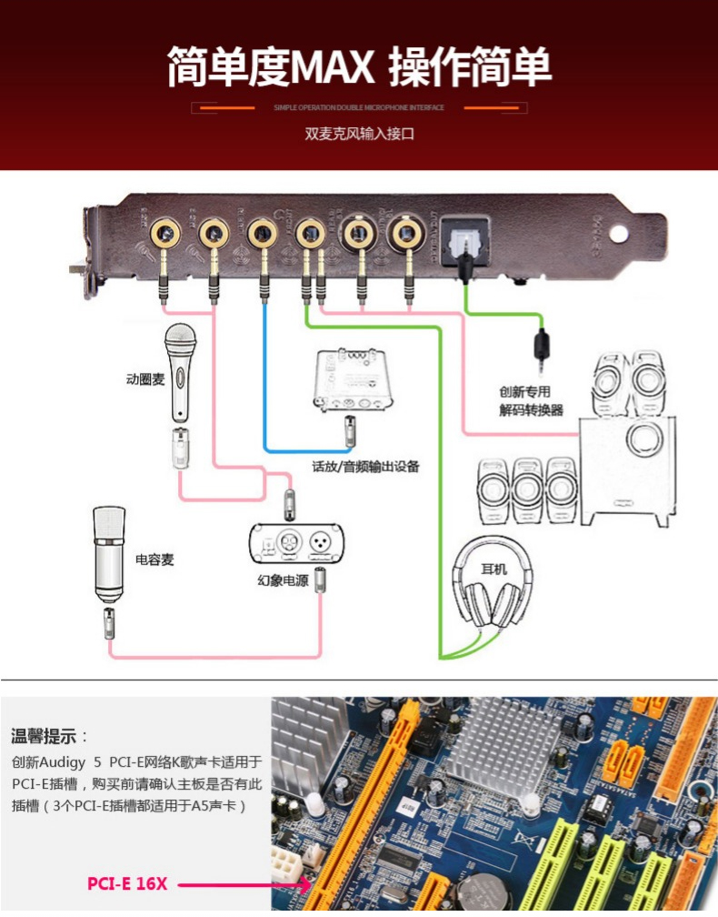 创新a5 7.1内置声卡套装电脑台式机5.