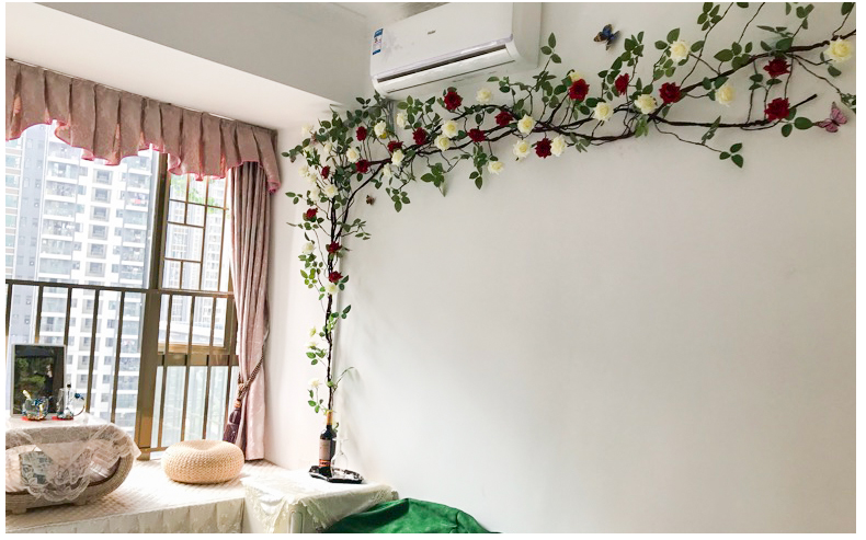 royal仿真玫瑰花塑料绢花藤蔓客厅室内水管道空调装饰