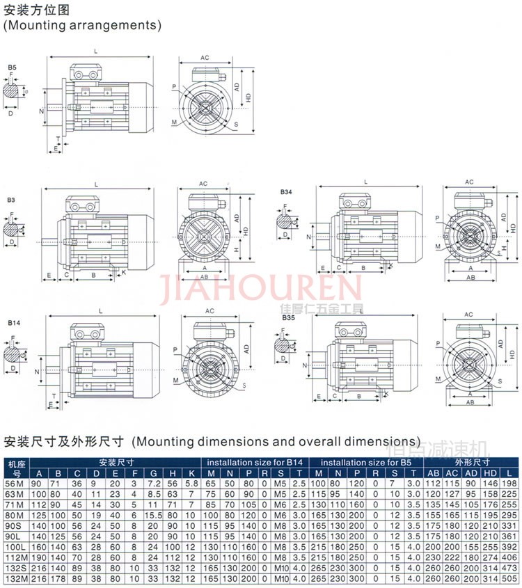 5kw三相异步电动机铝壳减速电机 涡轮变速交流马达 y100l4-3.