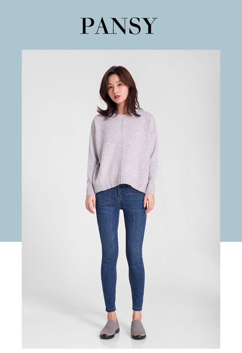 pansy女鞋盼洁日本春秋季妈妈鞋乐福鞋一脚蹬两穿鞋平底耐磨鞋底弹力