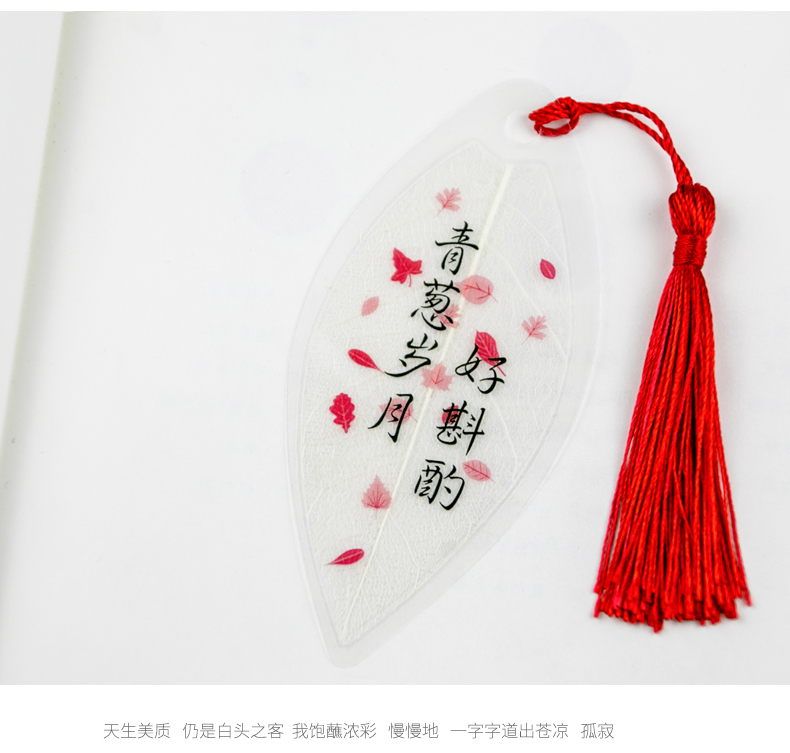 时尚家用中国古风名人名言励志书签学习叶脉书签书法创意书签精美书签