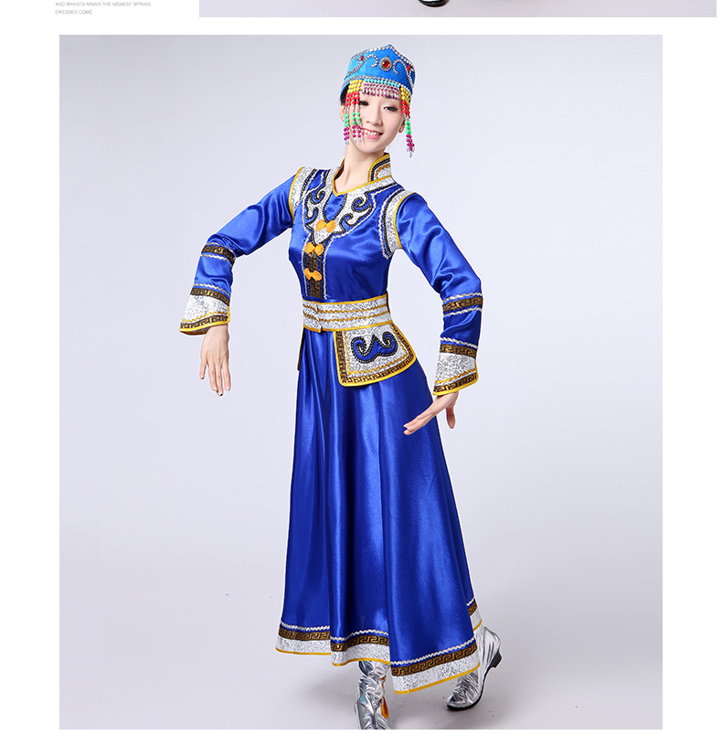 新款新款蒙古族演出服女装内蒙古舞蹈服装蒙古袍少数民族表演服裙时尚