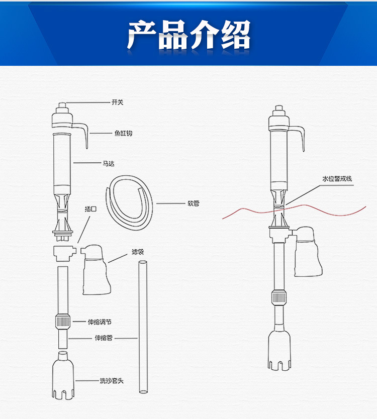 憨憨乐园 鱼缸换水器电动抽水器自动吸便器洗沙器吸水