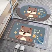 Didufu crystal velvet floor bathroom toilet absorbent anti-slip door mat silicon rectangle 40*60cm